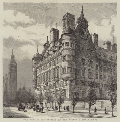 Les Nouveaux Bureaux de Police sur le Victoria Embankment - Henry William Brewer